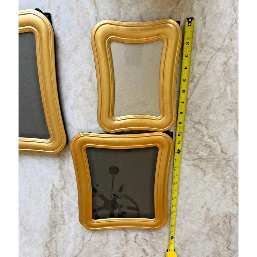 Set of 3 Gold Picture Frames; Freeform Design; Two 8x10 and One 5x7 Frame